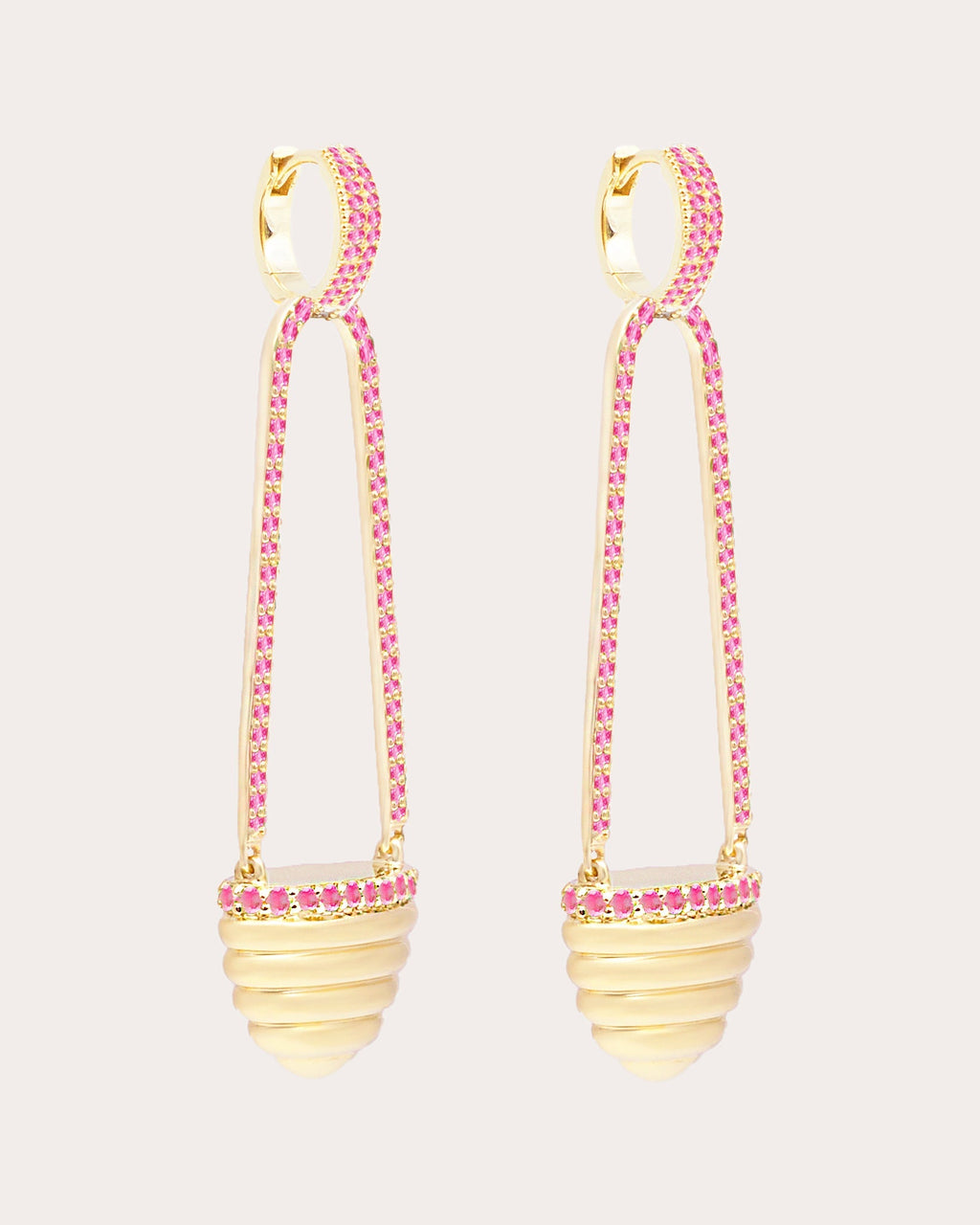 Found Cap 14K Gold Pink Sapphire Earrings