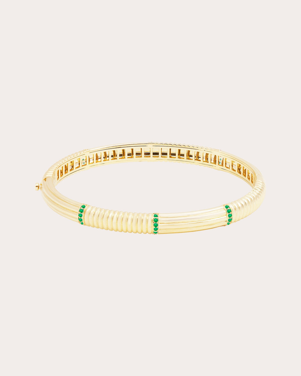 Found 14K Gold Tsavorite Ribbed Bangle