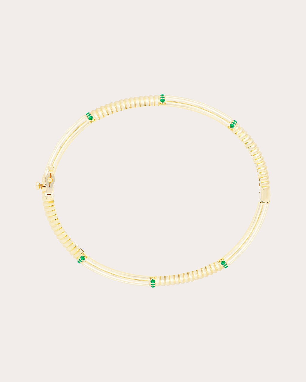 Found 14K Gold Tsavorite Ribbed Bangle