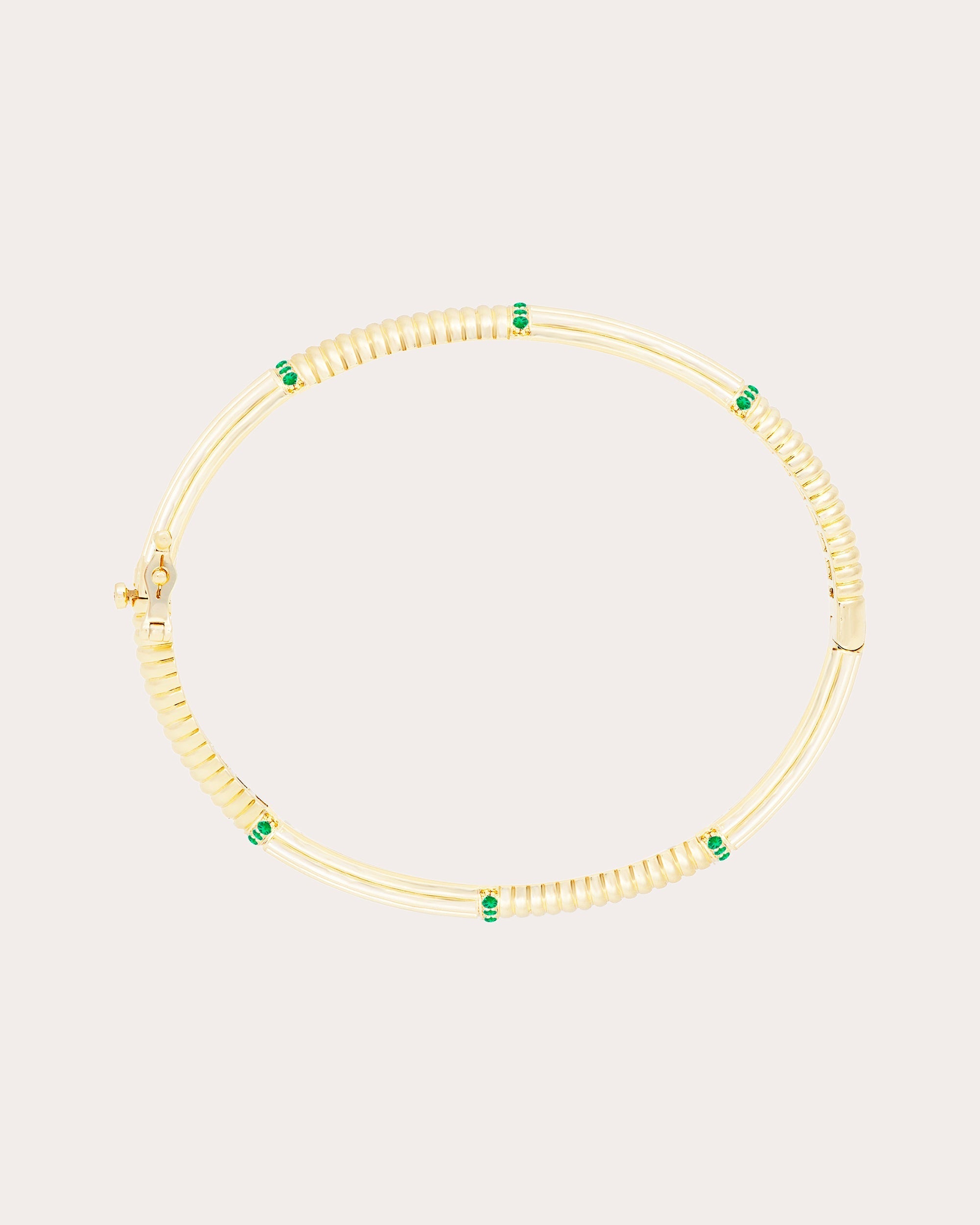 Found 14K Gold Tsavorite Ribbed Bangle