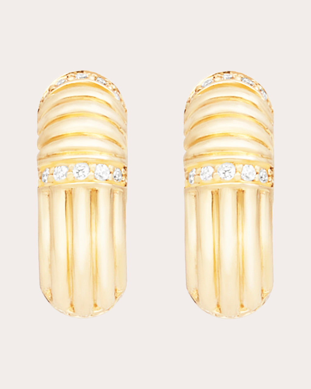 Found 14K Gold Diamond Ribbed Huggie Earrings