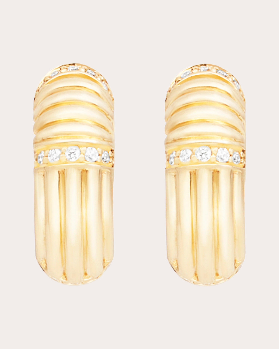 Found 14K Gold Diamond Ribbed Huggie Earrings