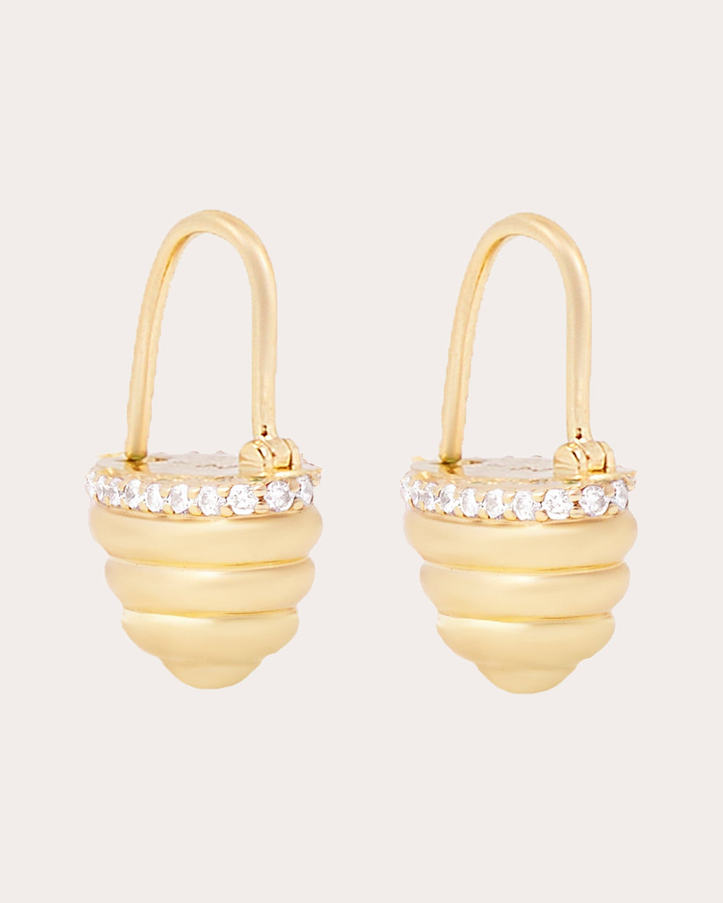 Found Cap 14K Gold Diamond Earrings
