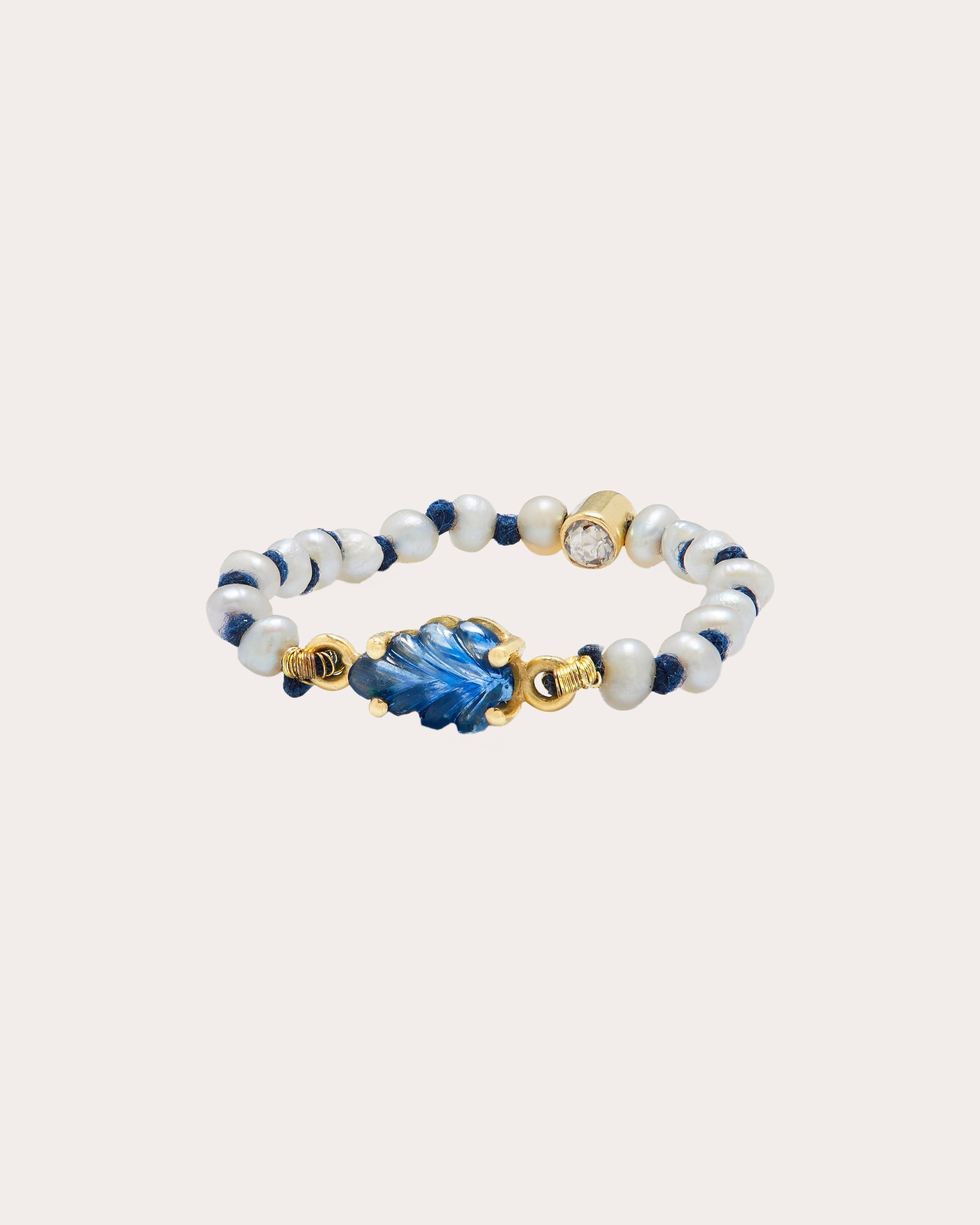 Muna 18K Gold Pearl Sapphire and Diamond Ring