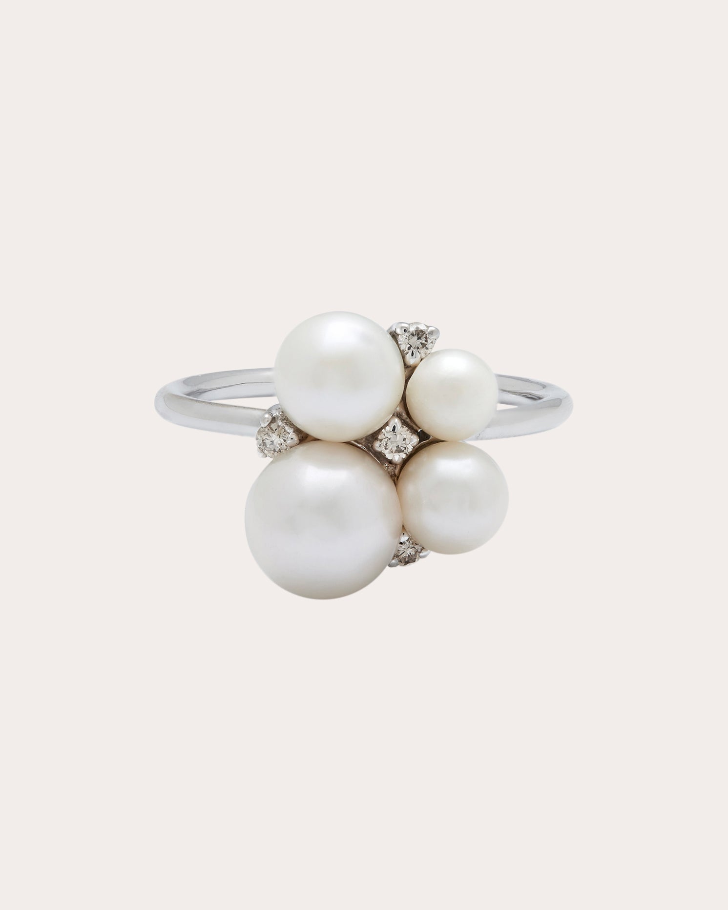 Lily 18K Gold Pearl and Diamond Cluster Ring