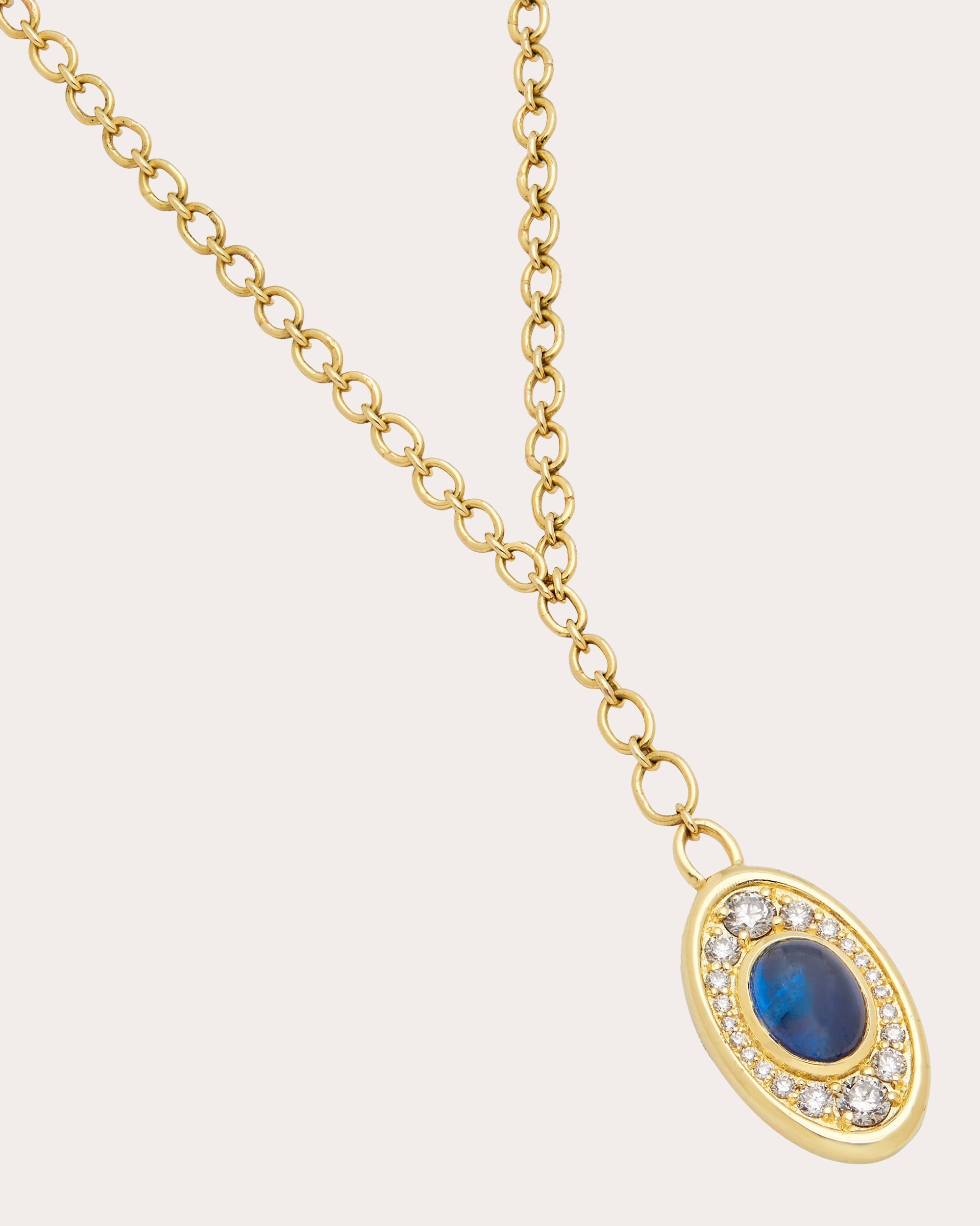 Navratna 18K Gold Sapphire and Diamond Pendant Necklace