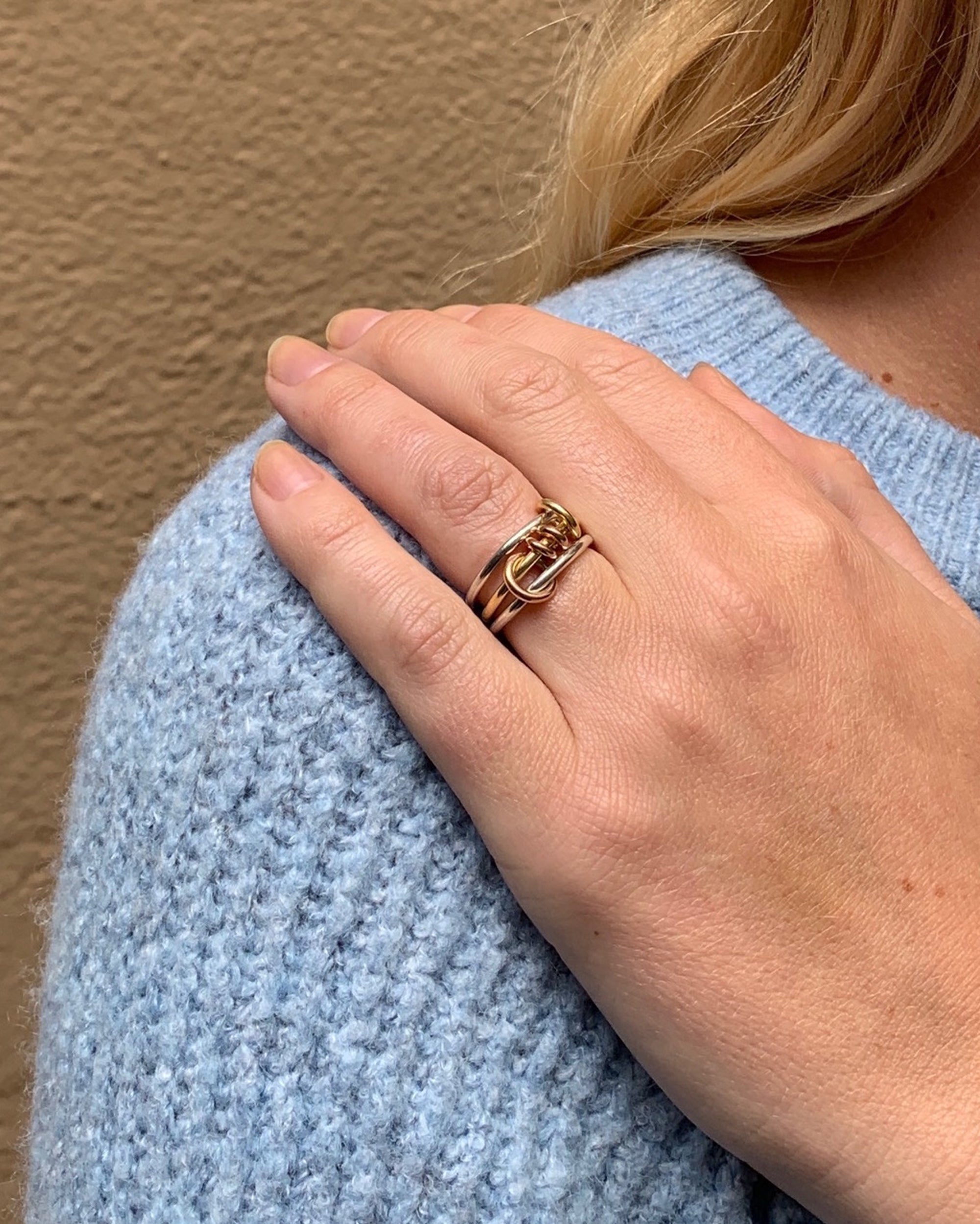 Acacia 18K Two-Tone Gold and Sterling Silver Linked Rings