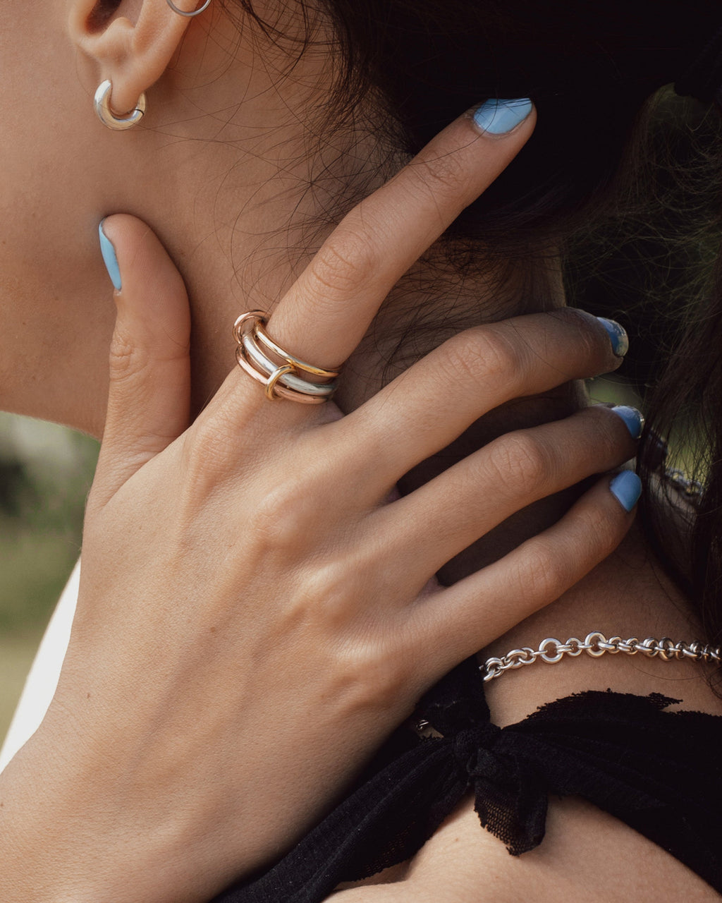 Capricorn 18K Two-Tone Gold and Sterling Silver Linked Rings