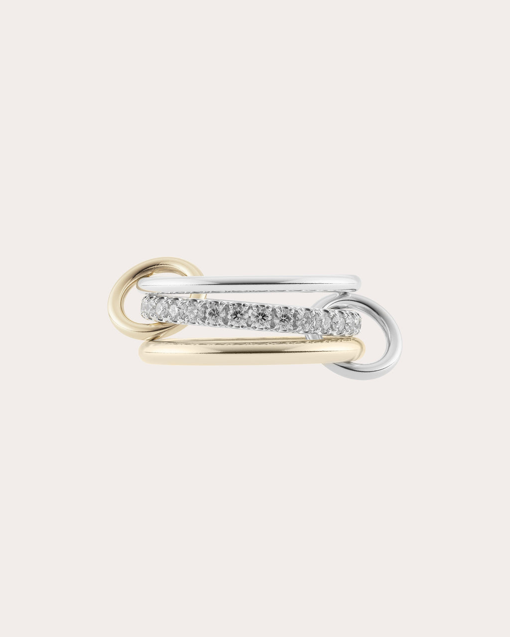 Petunia 18K Gold Sterling Silver and Diamond Linked Rings