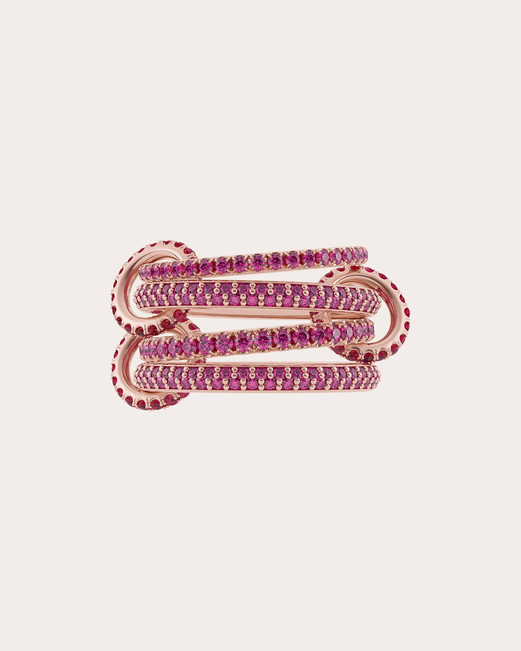 Delphinus Petite 18K Gold Ruby and Pink Sapphire Linked Rings