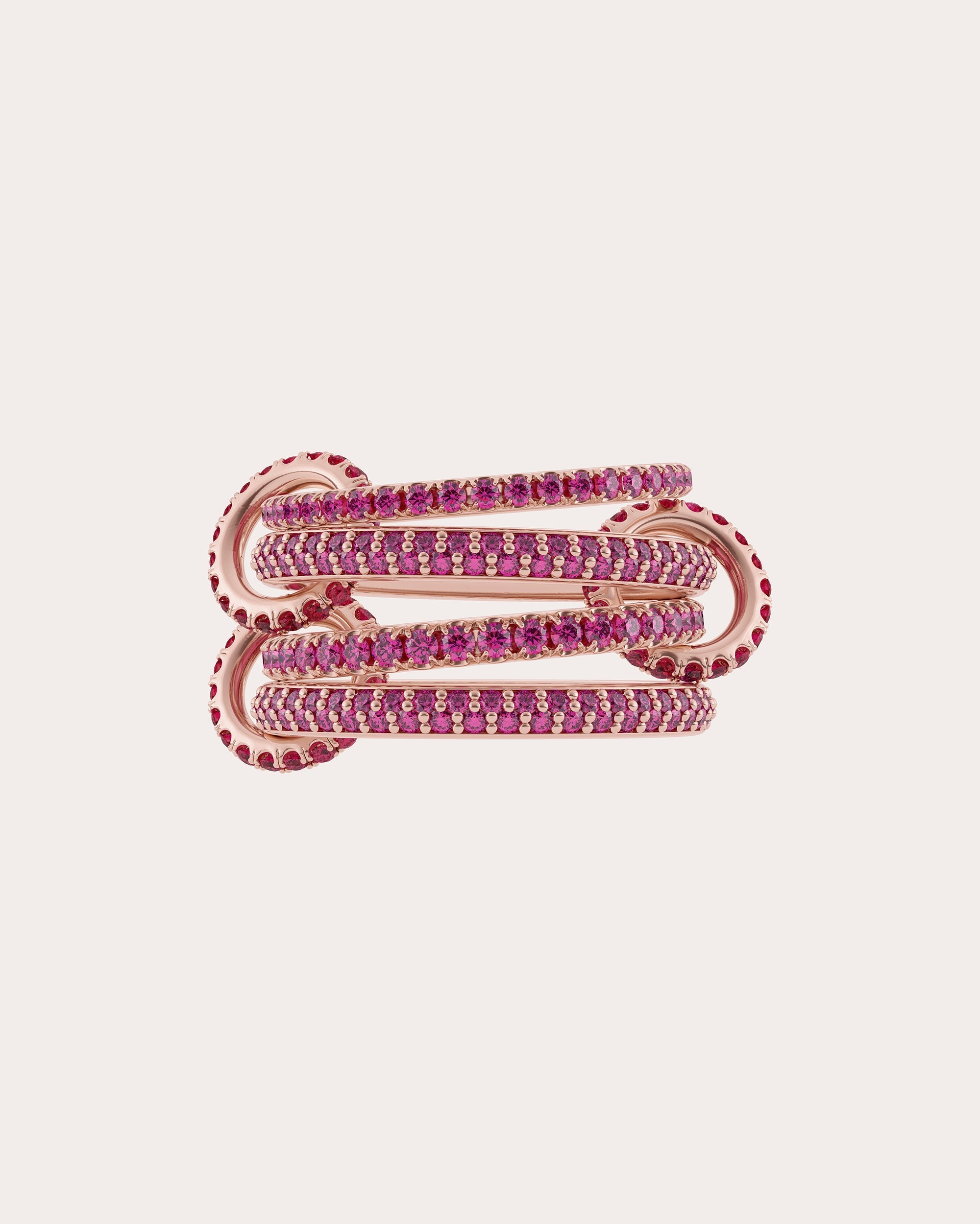 Delphinus Petite 18K Gold Ruby and Pink Sapphire Linked Rings
