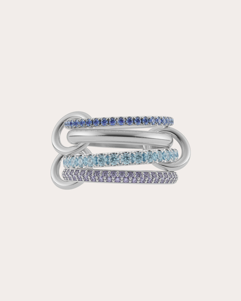 Iris Sterling Silver and Multi-Stone Linked Rings