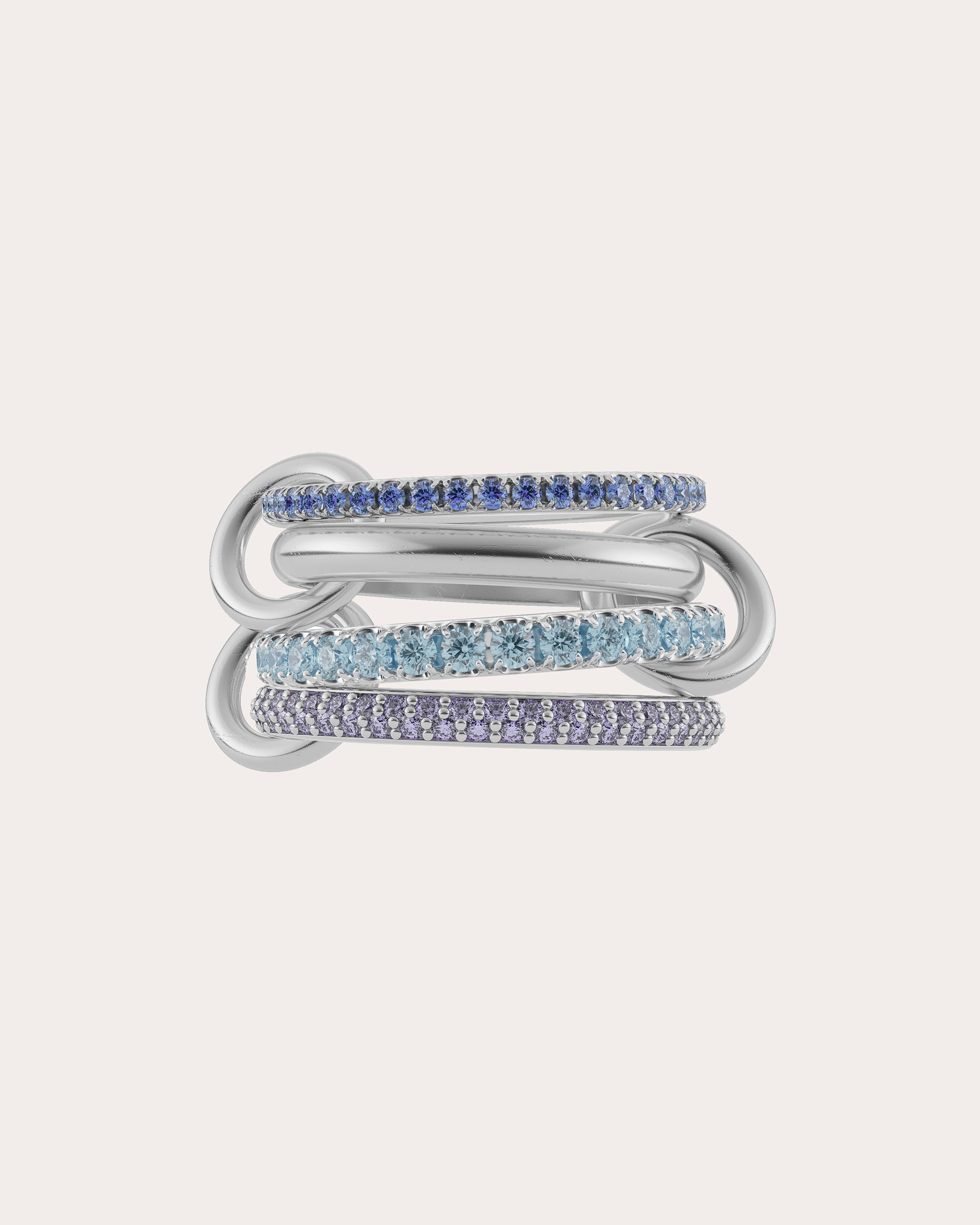 Iris Sterling Silver and Multi-Stone Linked Rings