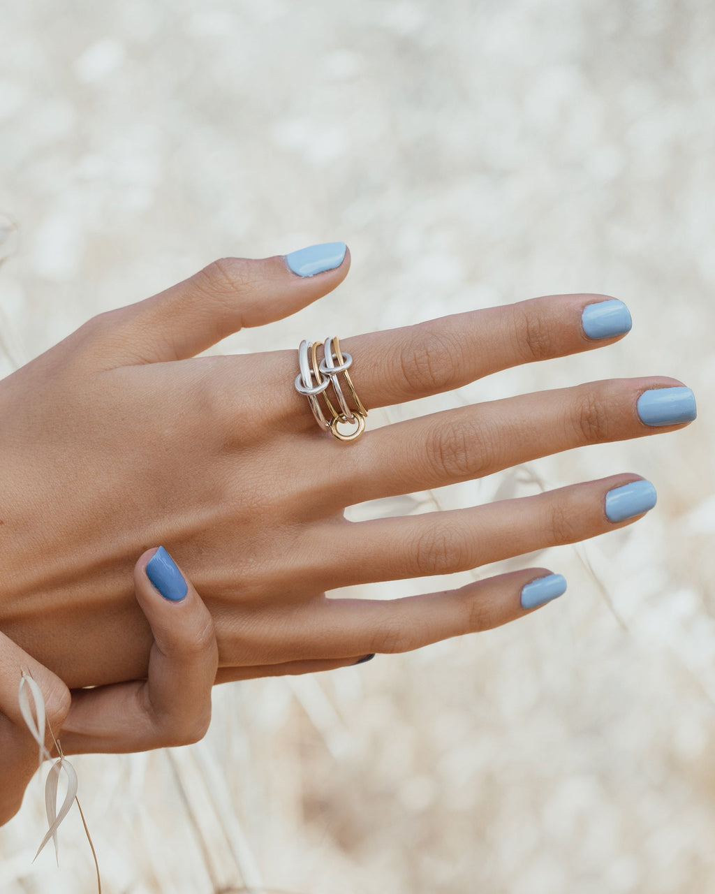 Pisces 18K Gold Sterling Silver Linked Rings
