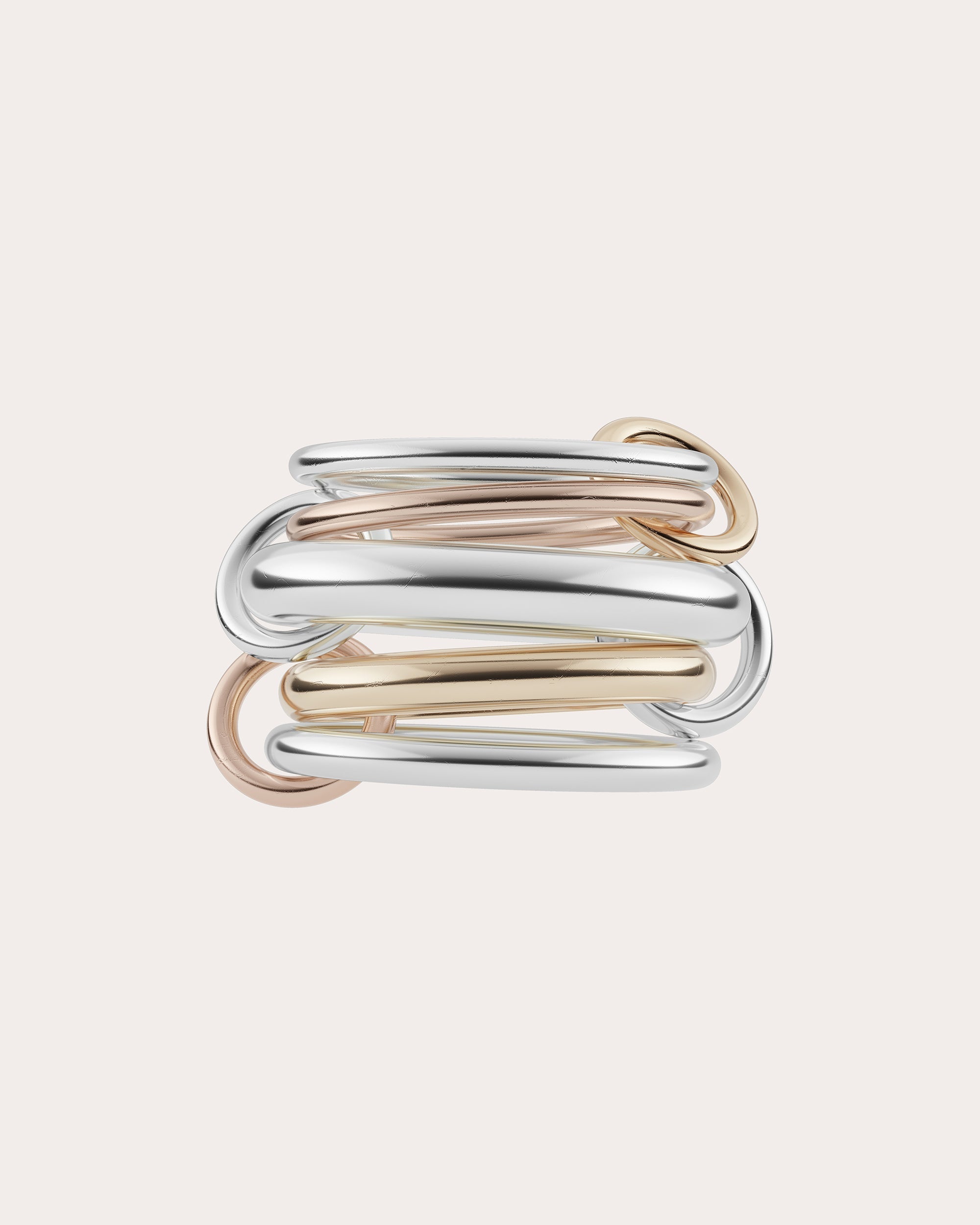 Leo 18K Two-Tone Gold and Sterling Silver Linked Rings