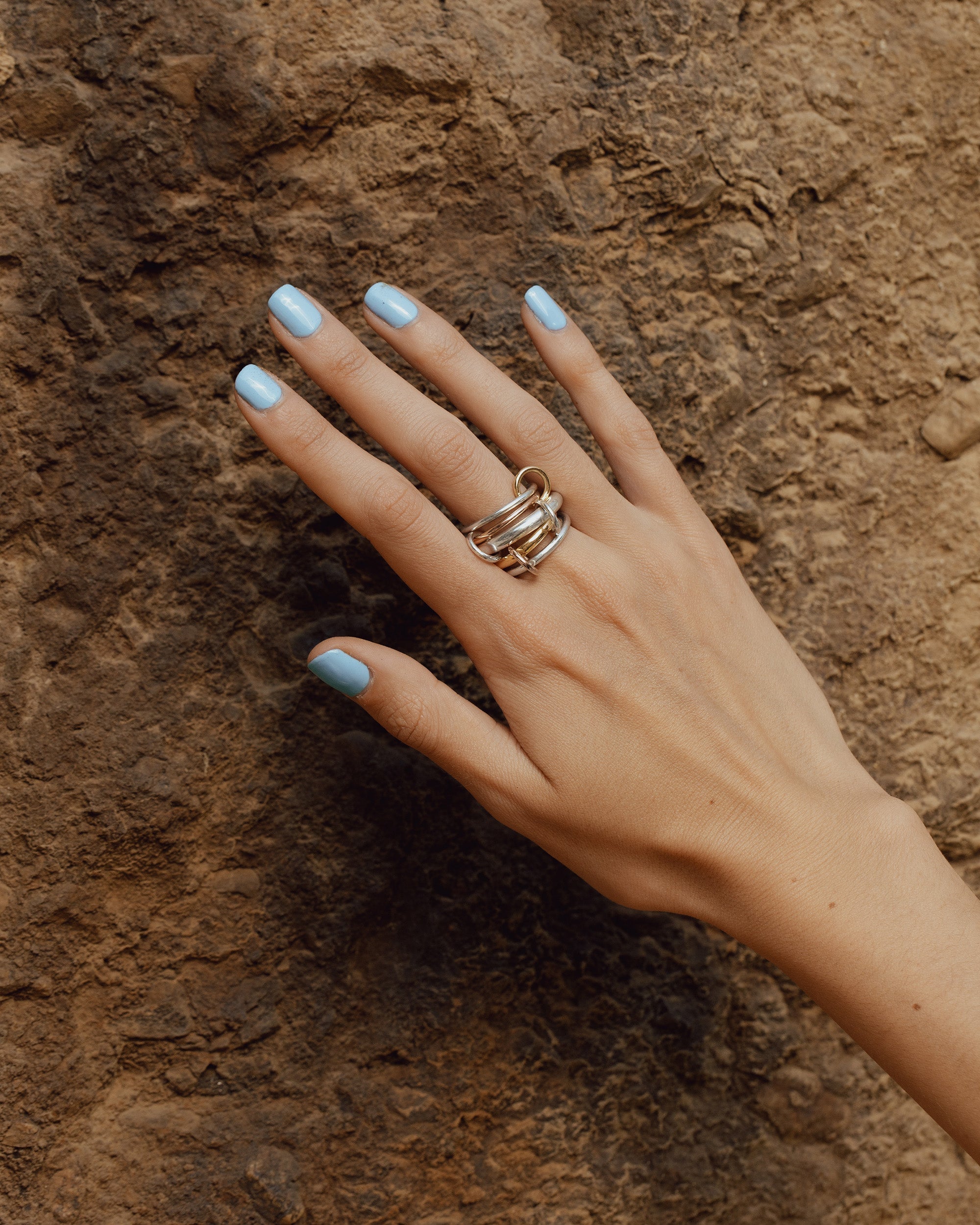 Leo 18K Two-Tone Gold and Sterling Silver Linked Rings