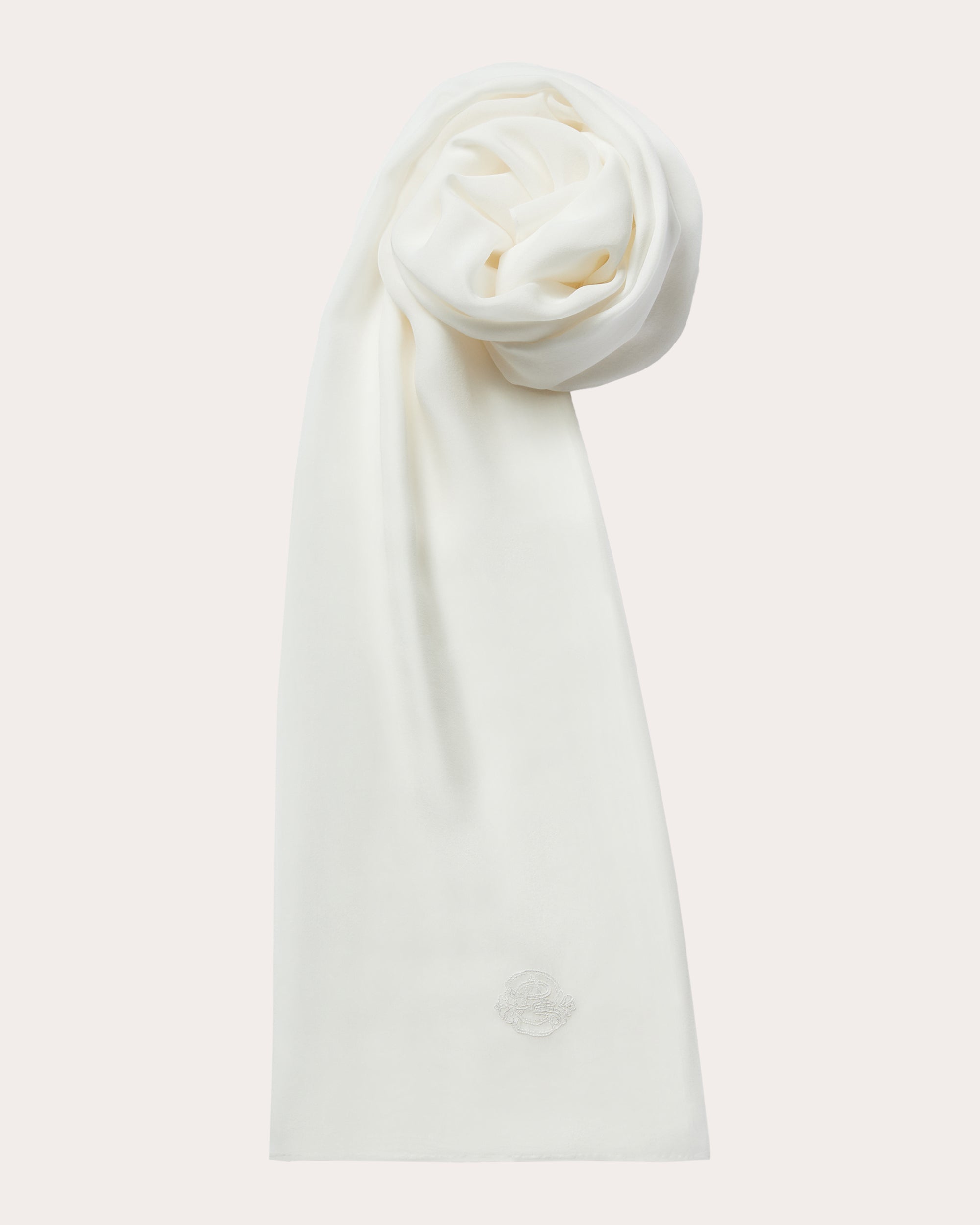 Hand-Embroidered Silk-Chiffon Scarf