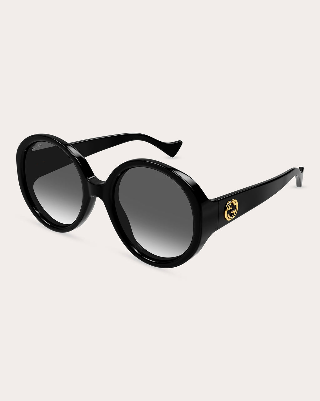 Shiny Black Round Sunglasses
