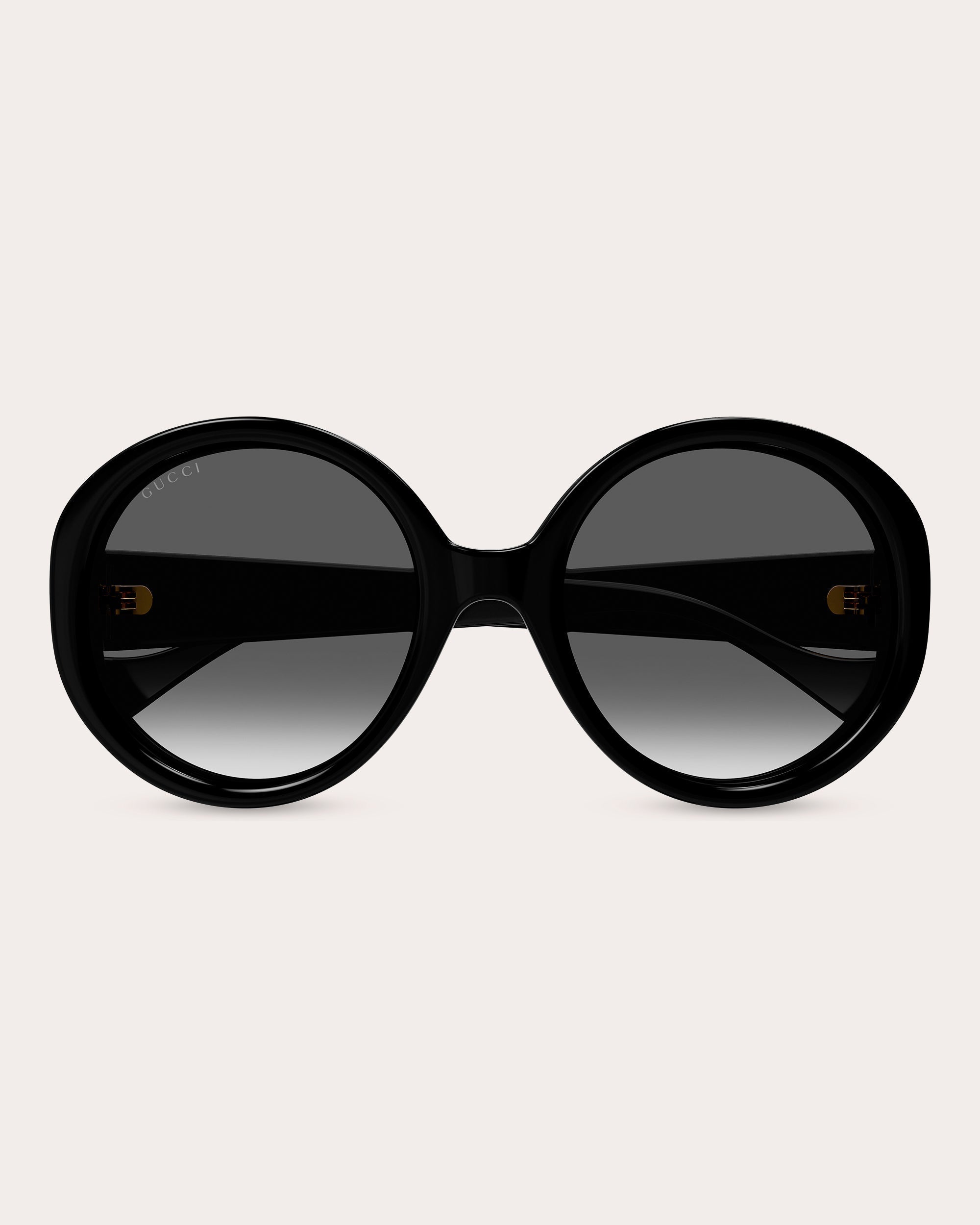 Shiny Black Round Sunglasses