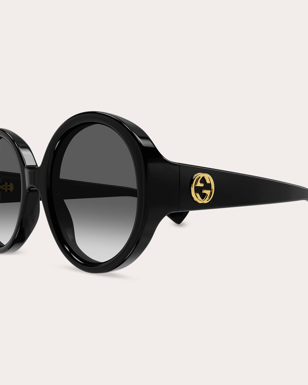 Shiny Black Round Sunglasses
