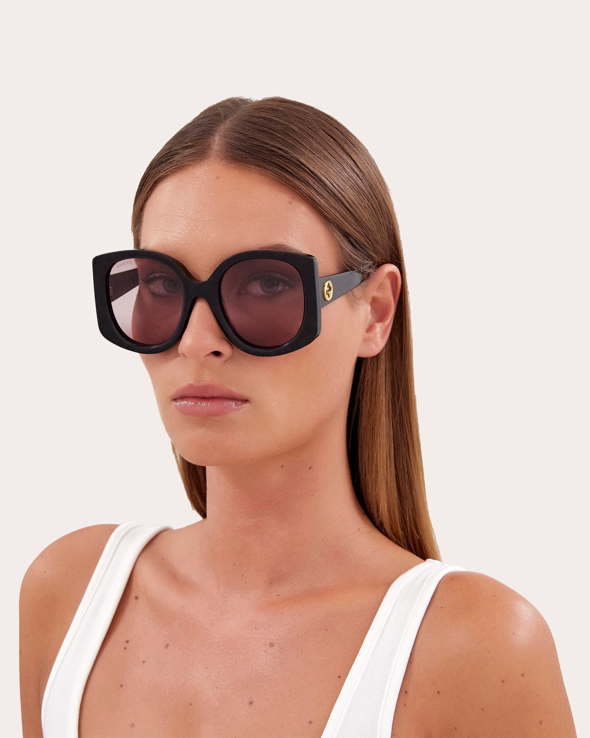 Shiny Havana & Burgundy Butterfly Sunglasses