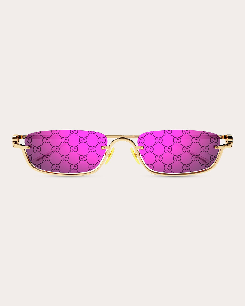 Goldtone & Violet Logo Slim Rectangular Sunglasses