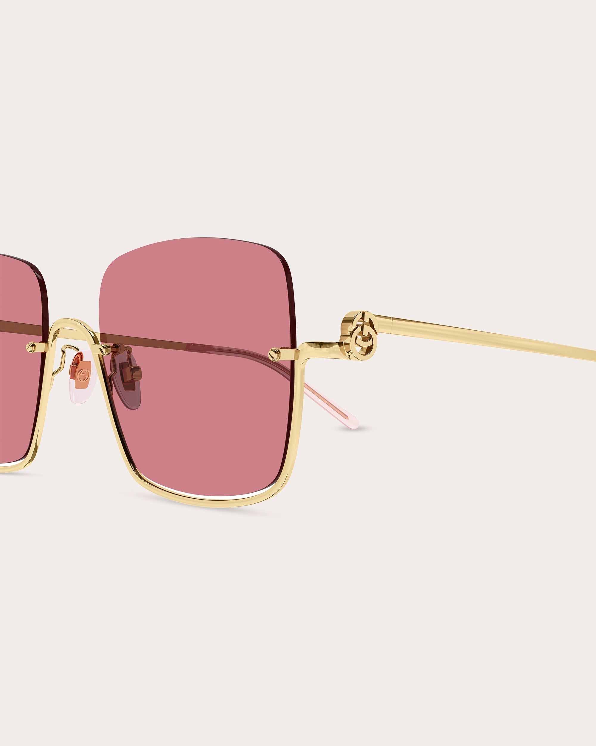 Goldtone & Cyclamen Square Sunglasses