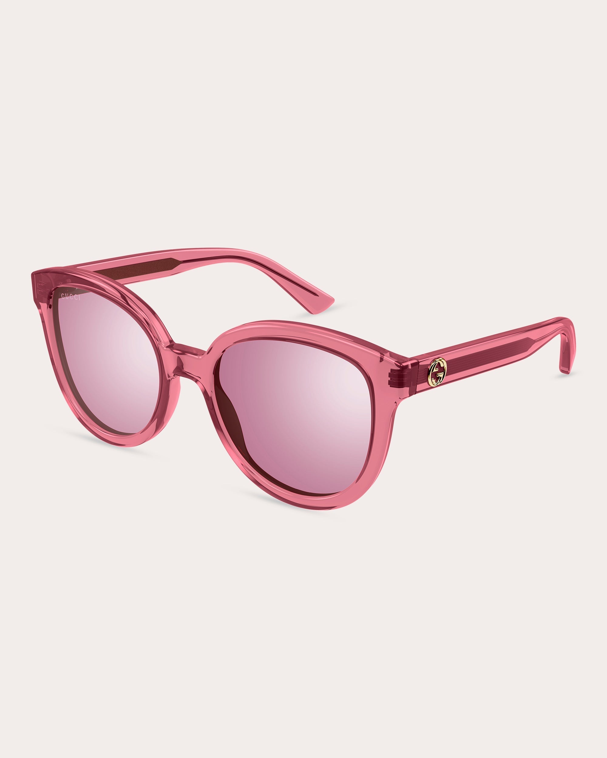 Shiny Transparent Pink Oval Sunglasses