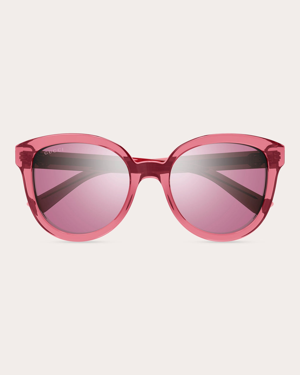 Shiny Transparent Pink Oval Sunglasses