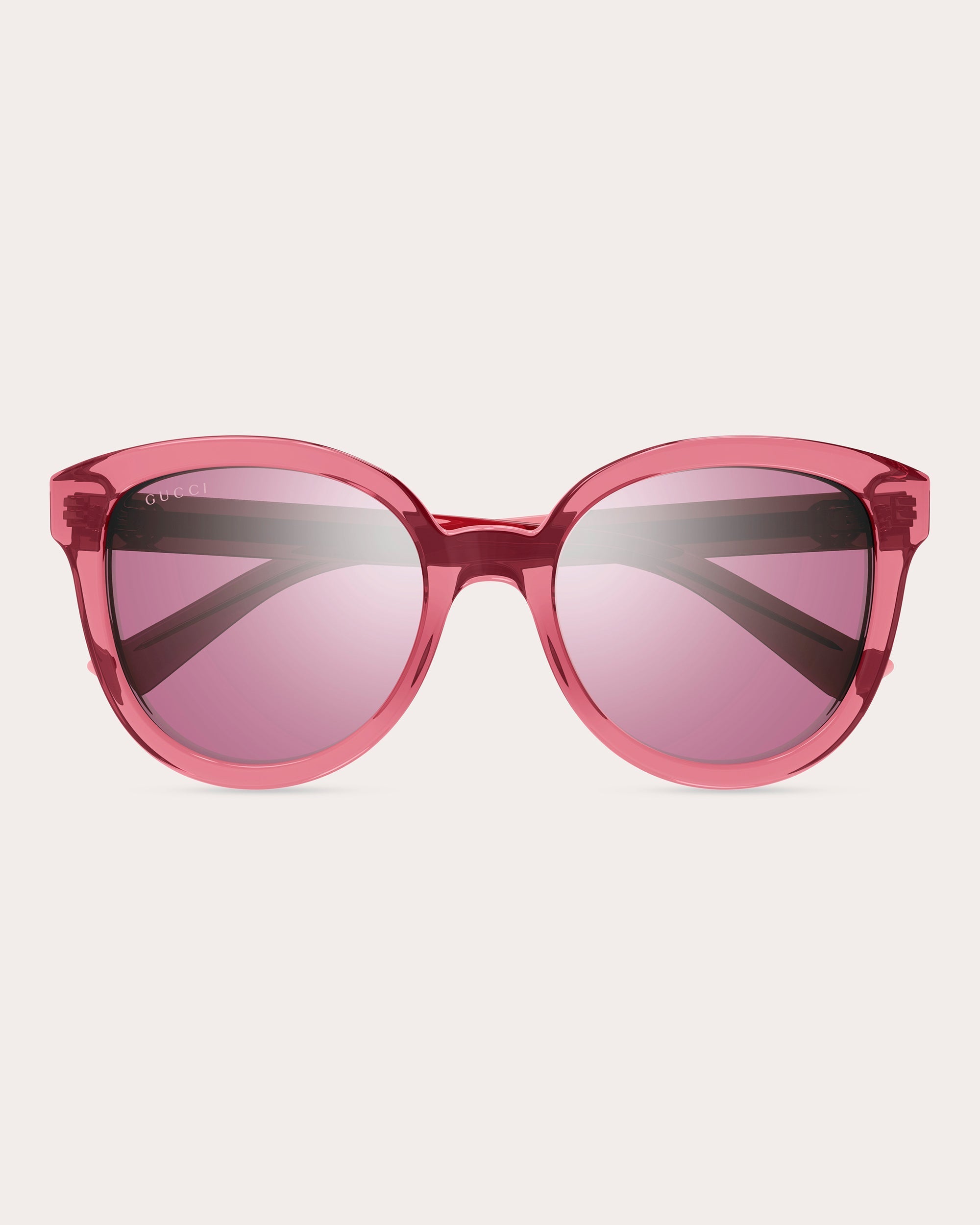 Shiny Transparent Pink Oval Sunglasses
