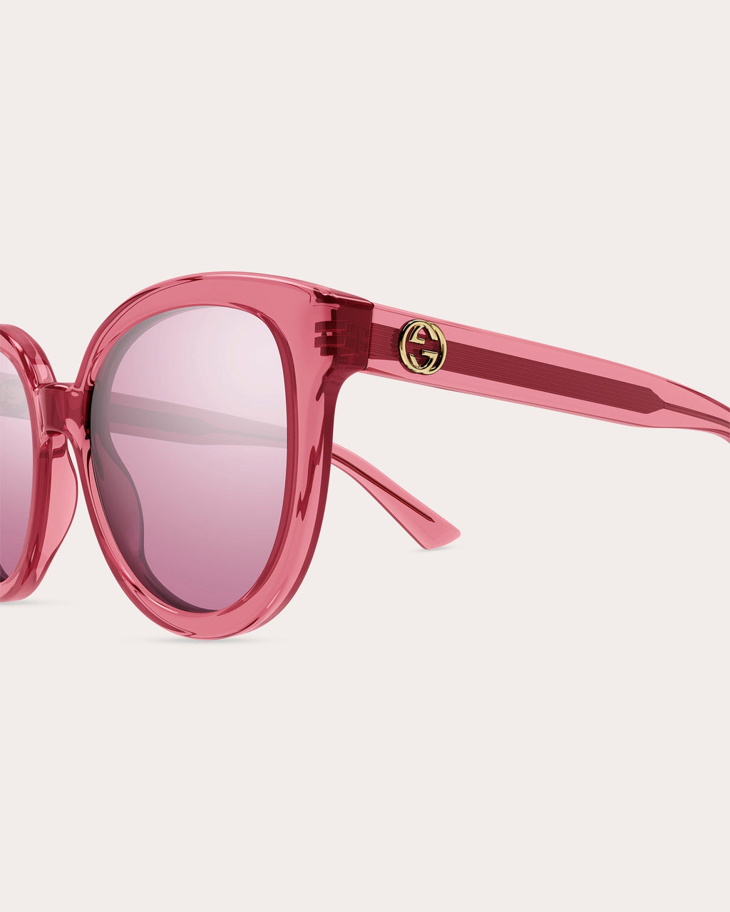 Shiny Transparent Pink Oval Sunglasses