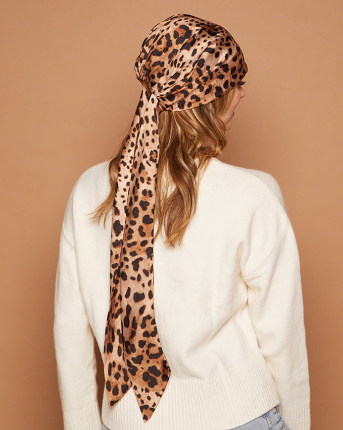 Gigi Leopard-Print Satin Head Scarf