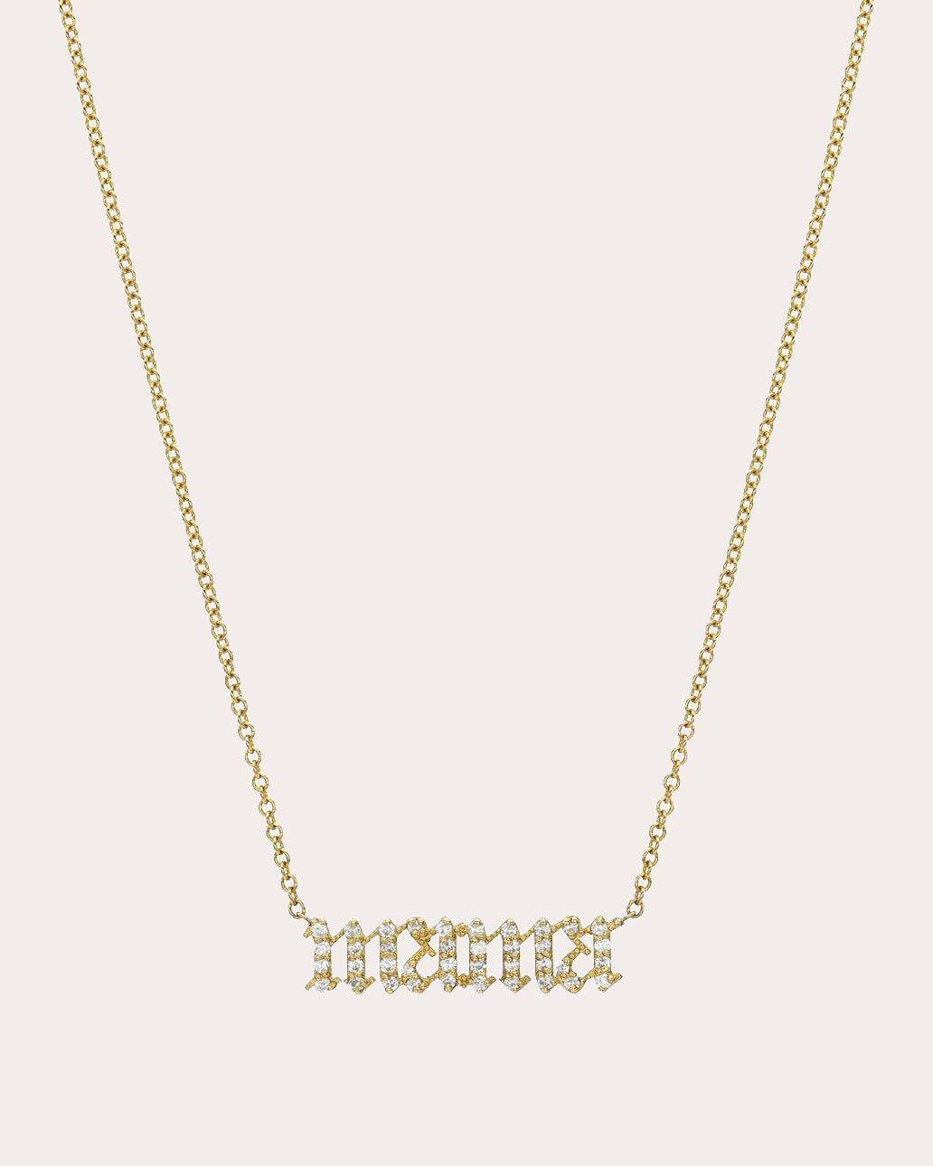 Gothic 'Mama' 14K Gold Diamond Pendant Necklace