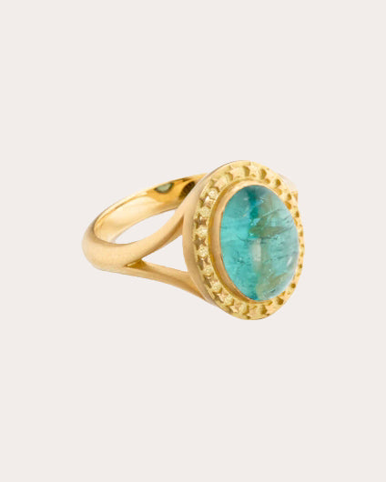 Celestial 18K Gold Green Tourmaline Star Ring