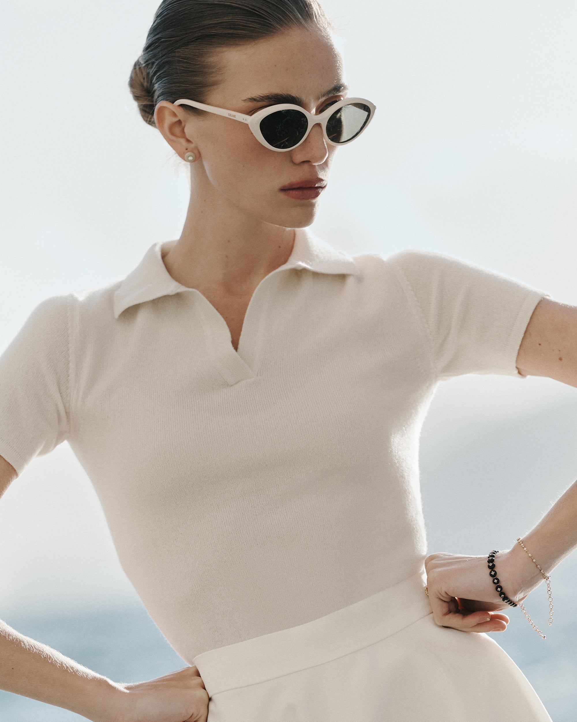 Gia Silk-Blend Knit Polo Top
