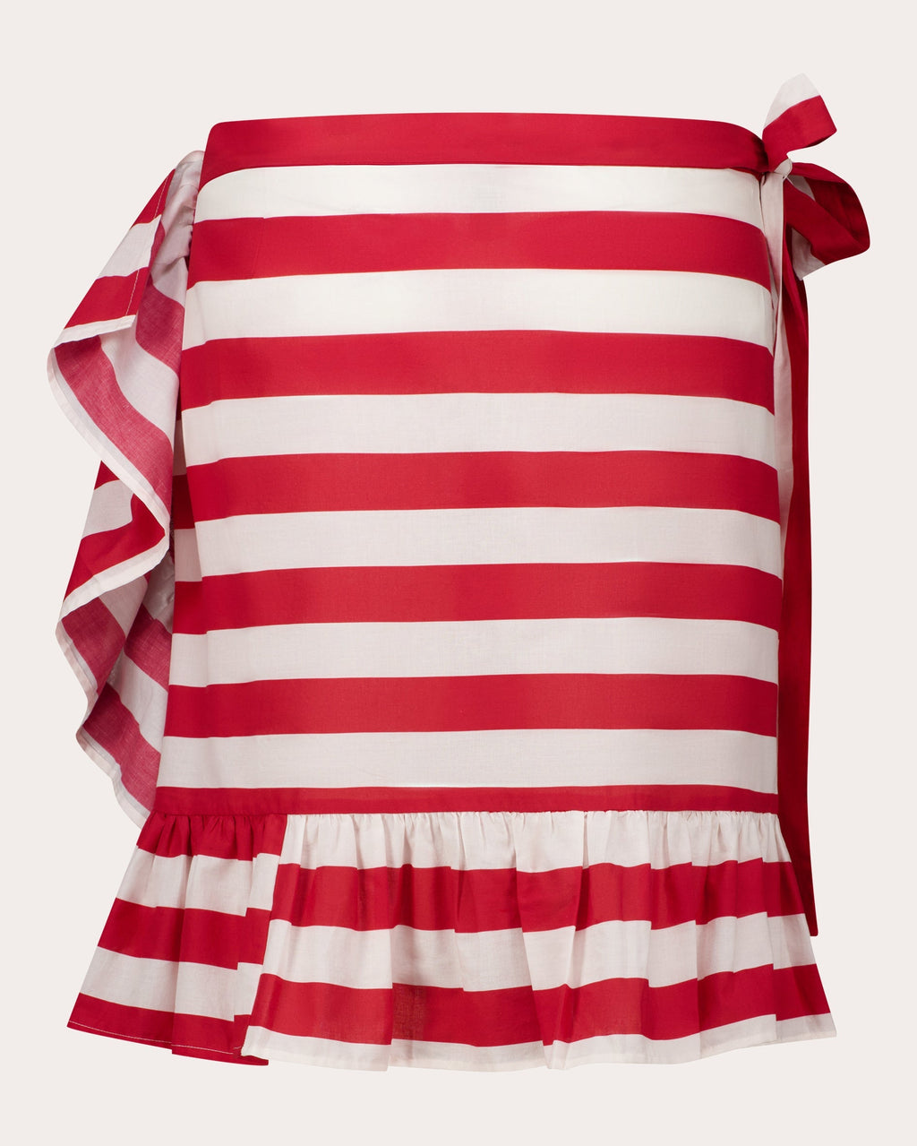 Gigi Striped Ruffle-Trimmed Wrap Cotton Skirt