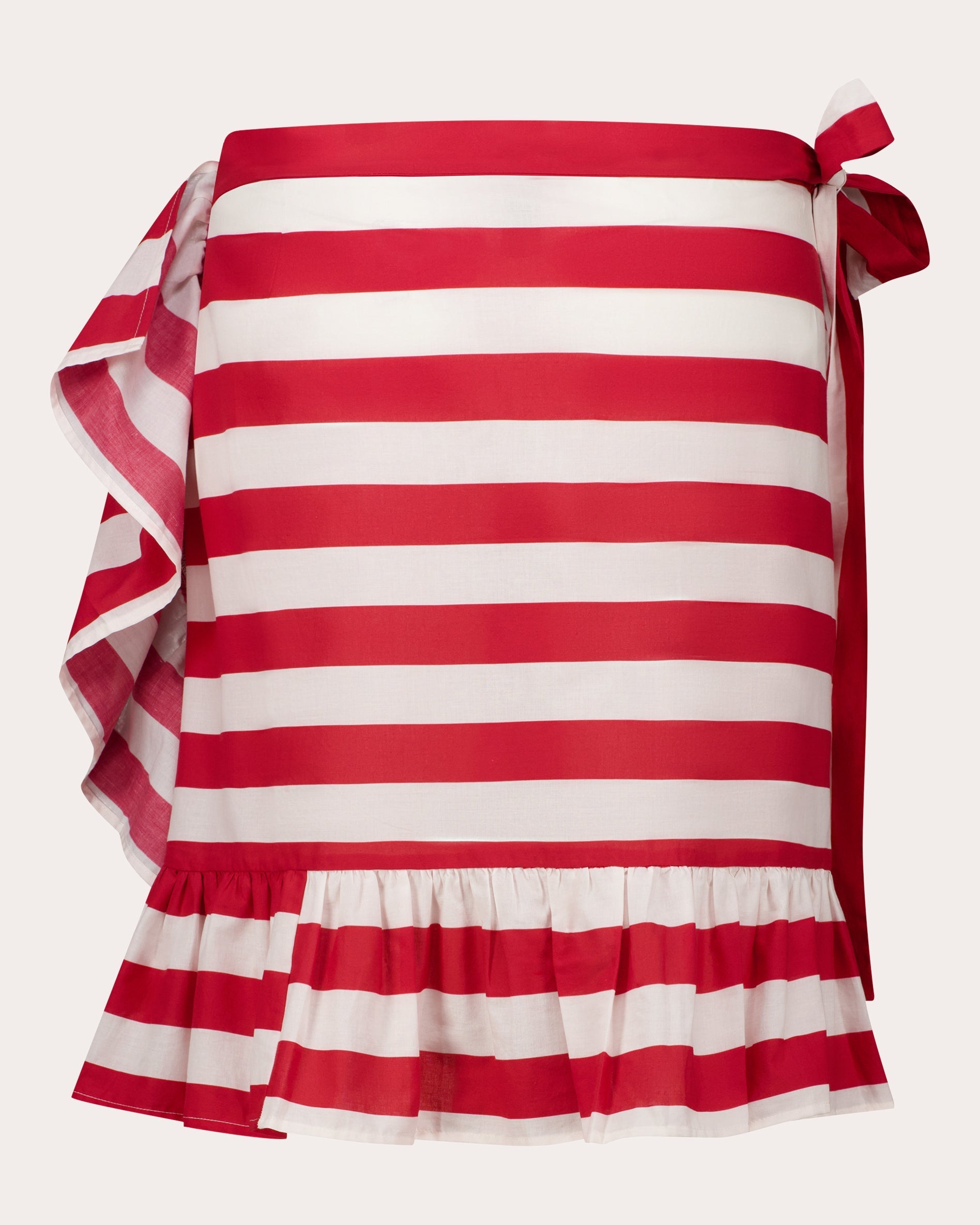 Gigi Striped Ruffle-Trimmed Wrap Cotton Skirt