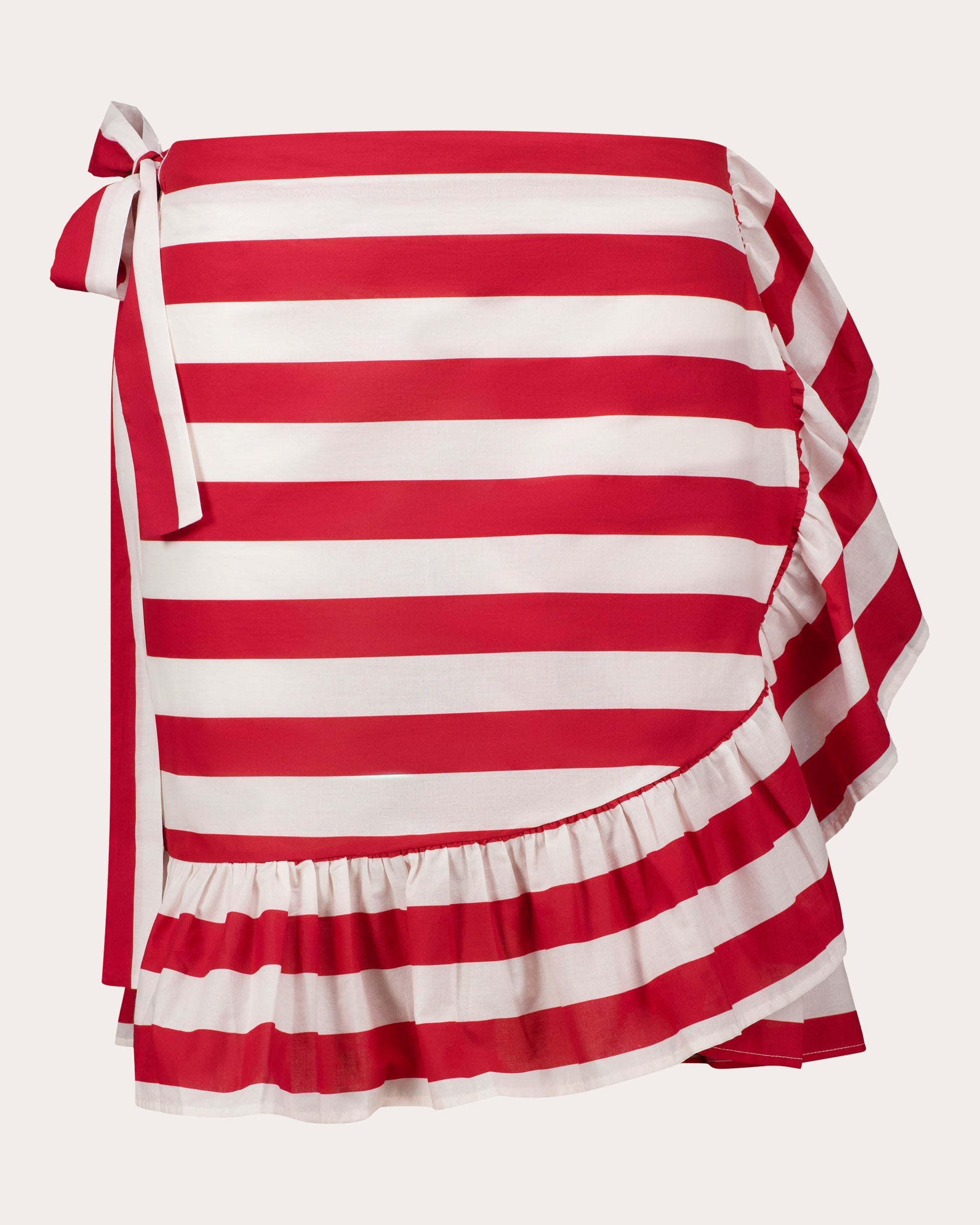 Gigi Striped Ruffle-Trimmed Wrap Cotton Skirt