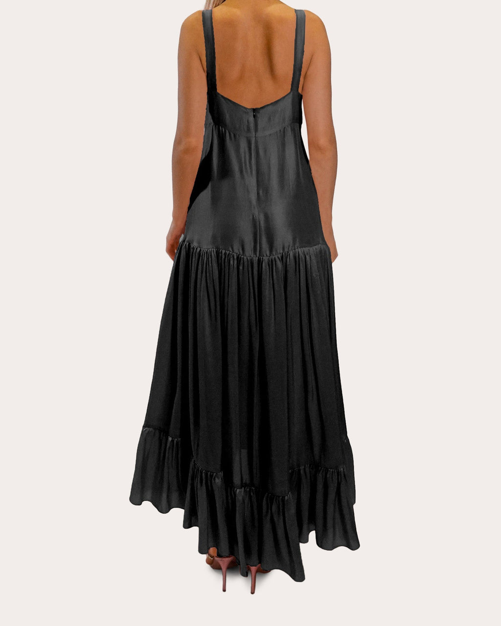 Griffon Tiered Silk Midi Dress