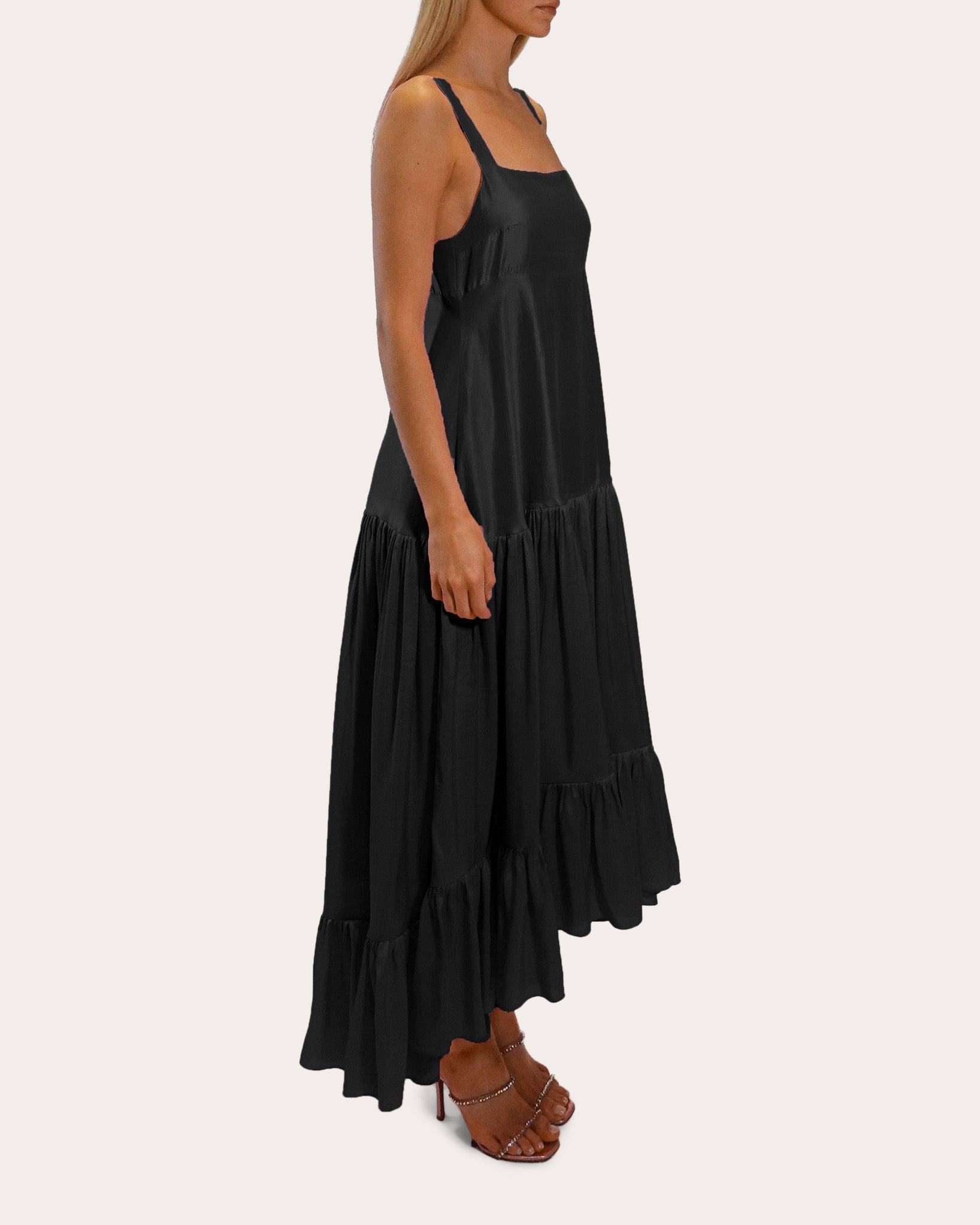 Griffon Tiered Silk Midi Dress