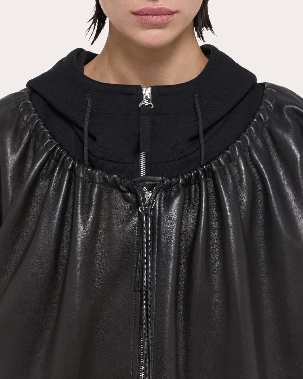 Ruched Leather Jacket