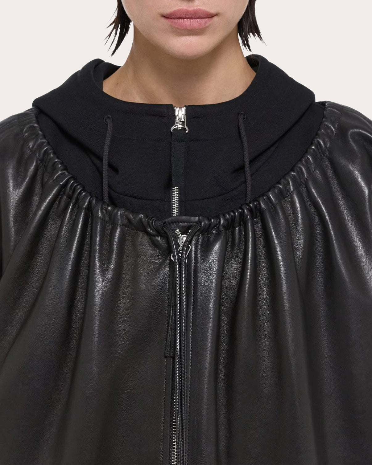 Ruched Leather Jacket