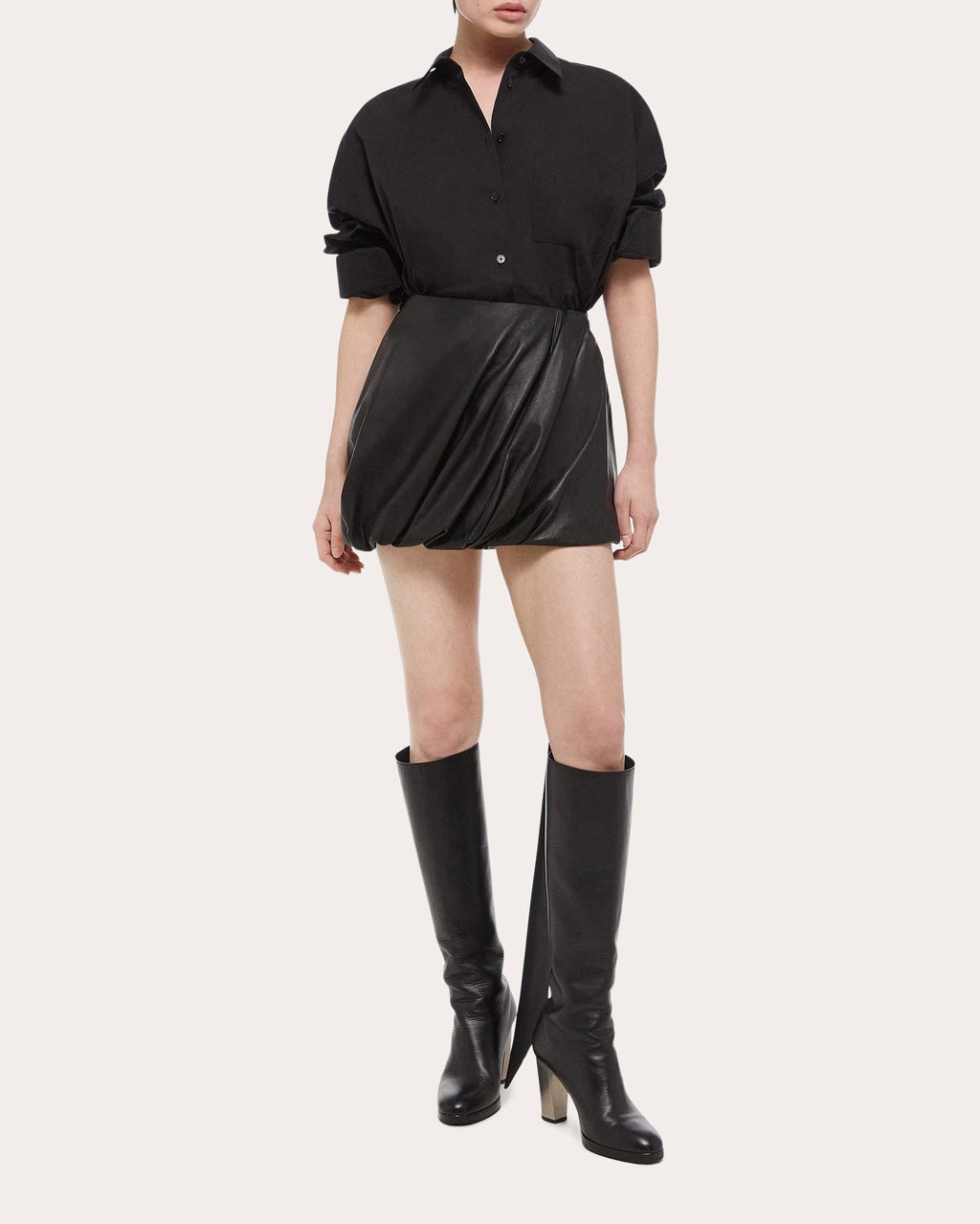 Leather Bubble Mini Skirt