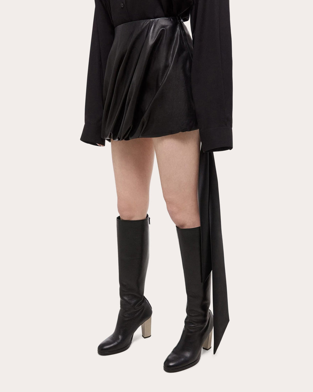 Leather Bubble Mini Skirt