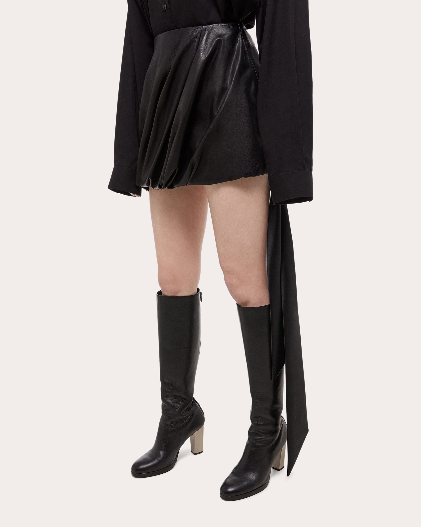 Leather Bubble Mini Skirt