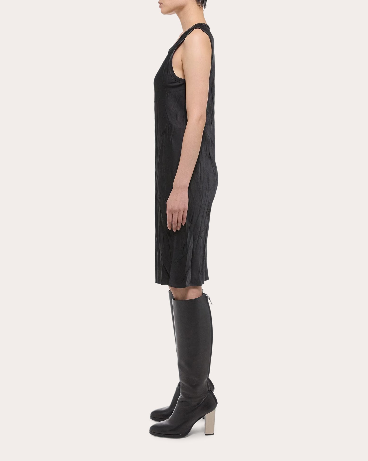 Crushed Satin Tank Dress