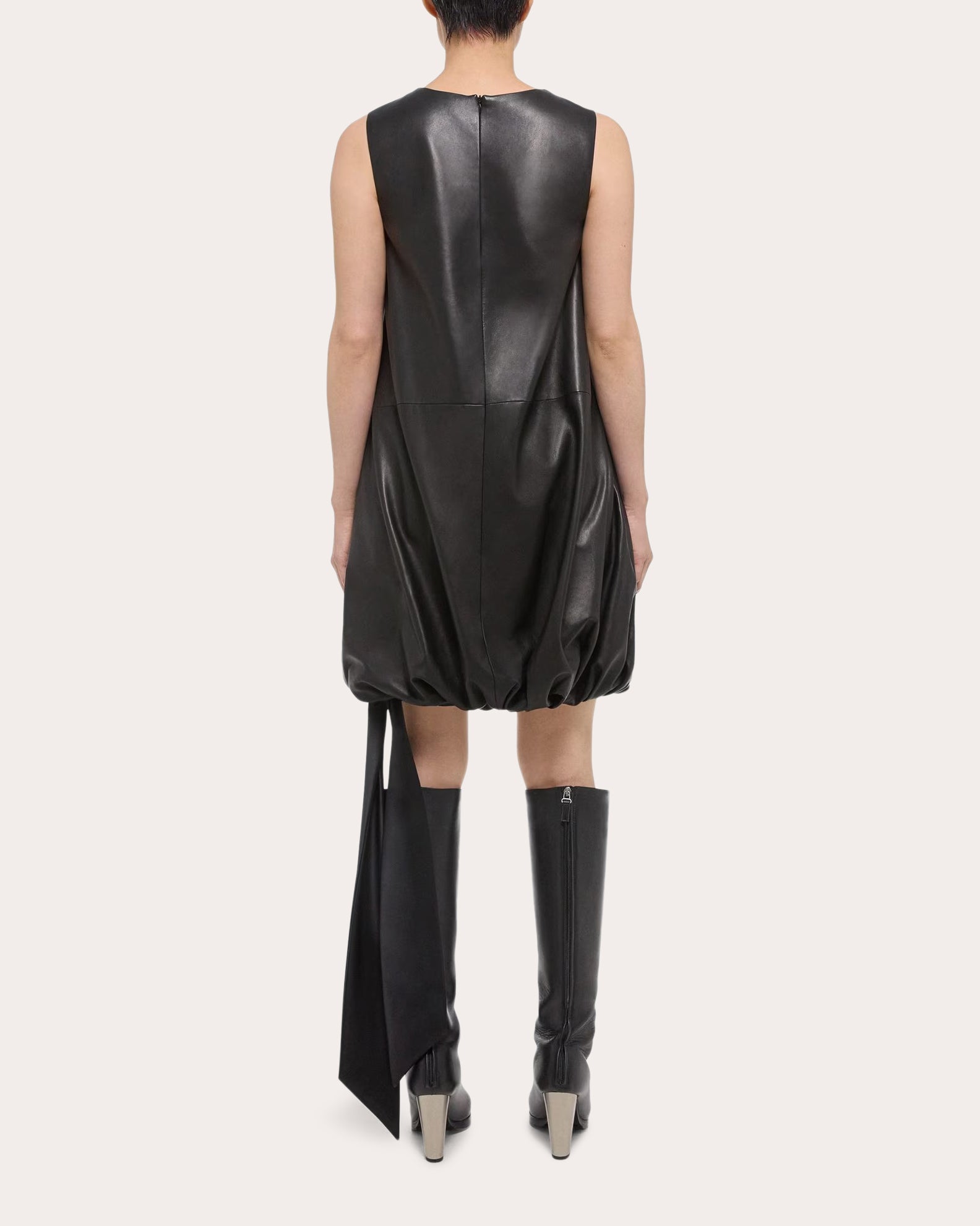 Leather Bubble Mini Dress