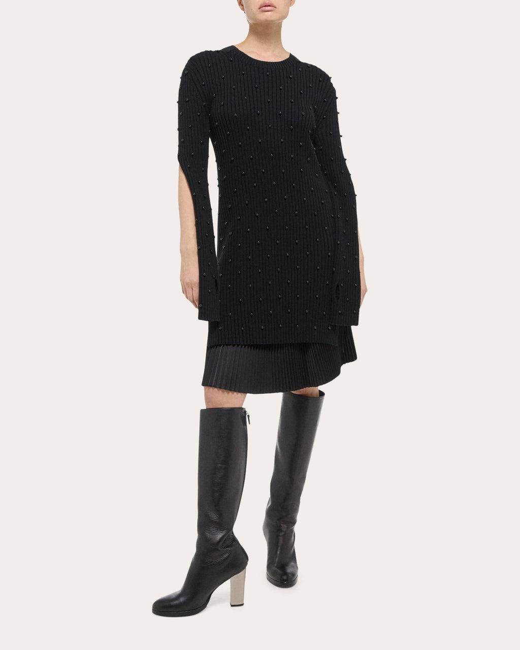 Embellished Sweater Mini Dress