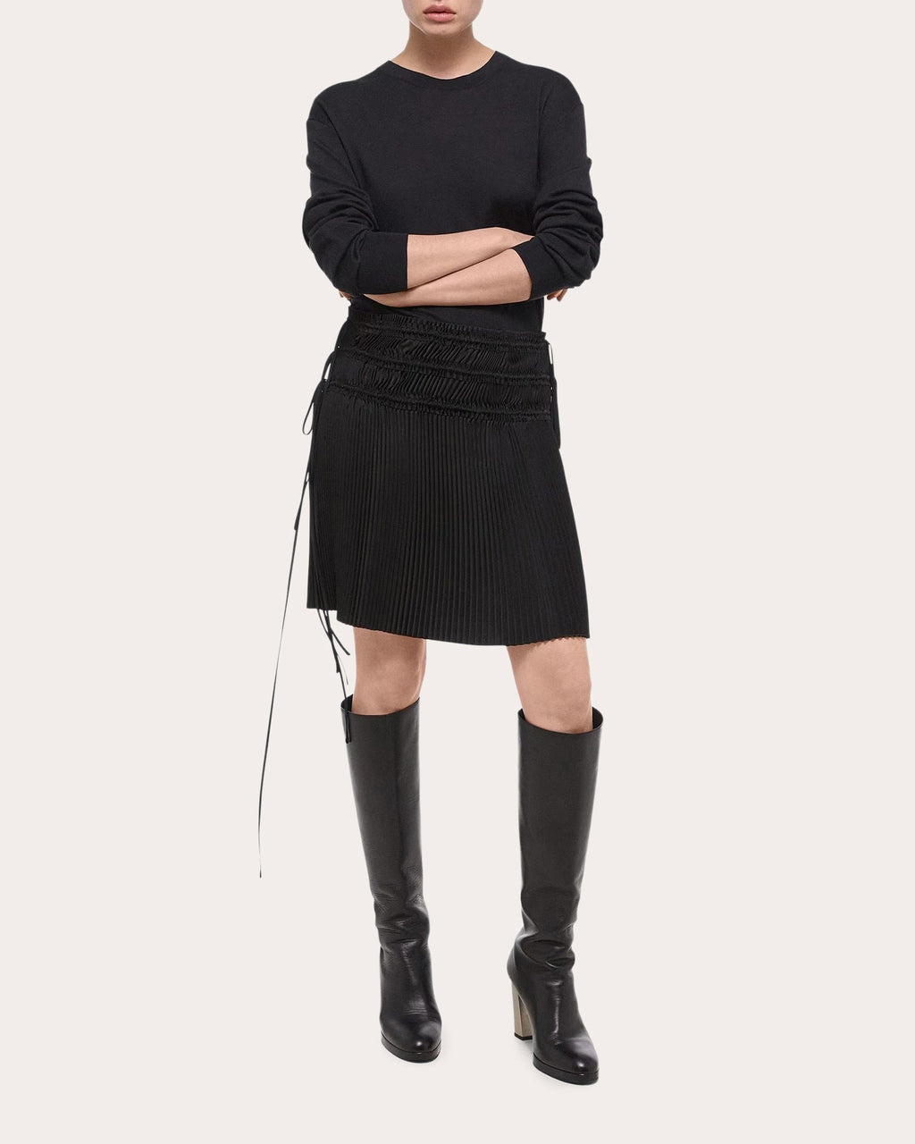 Pleated Satin Skirt