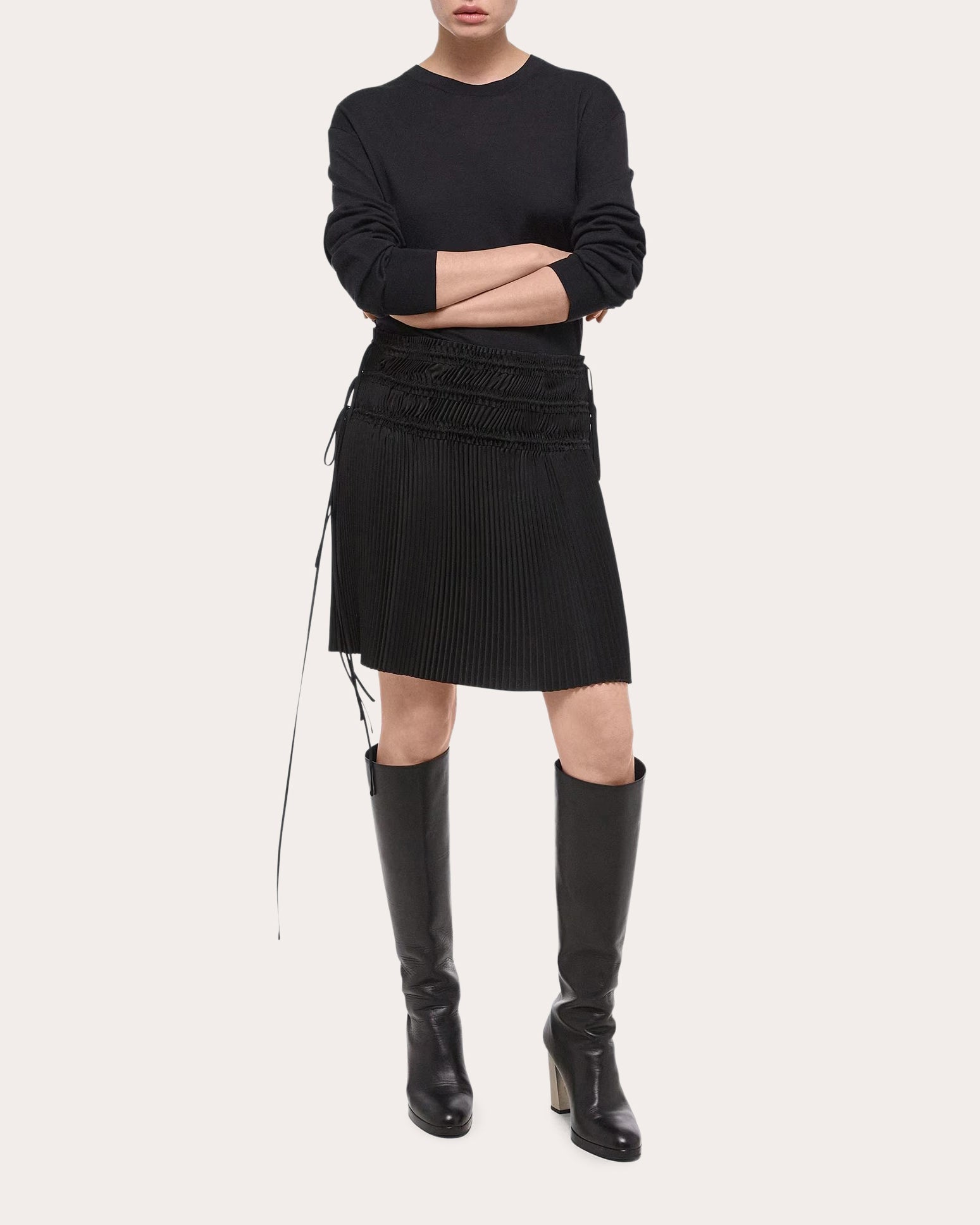 Pleated Satin Skirt